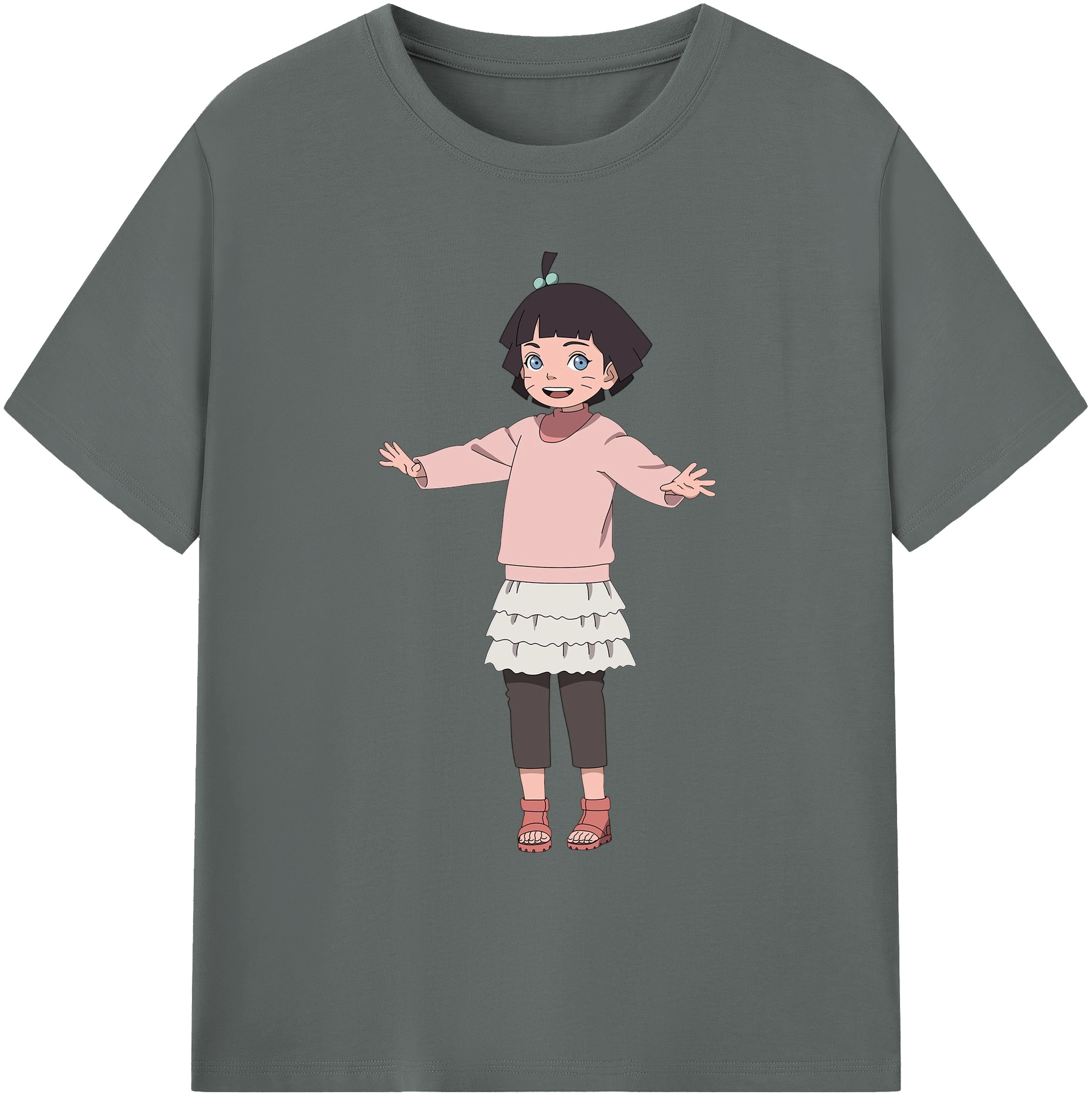 （画像用） NARUTO -ナルト- うずまき ヒマワリ Uzumaki Himawari 綿100％ メンズ半袖Tシャツ｜肌触りやわらか＆通気性